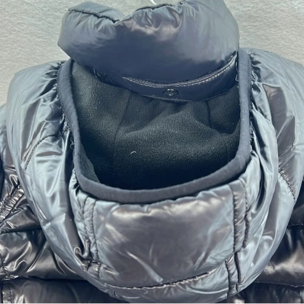 S13 - little girls black Matt finish down puffer full zip hooded winter jacket 4